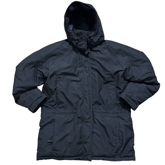 Eddie Bauer Men's Sz XL Tall Premium Goose Down Hooded Parka Coat Black